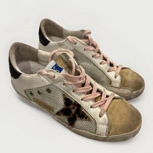 Golden Goose Women’s Leopard Star Mesh Superstar Sneakers Size 36